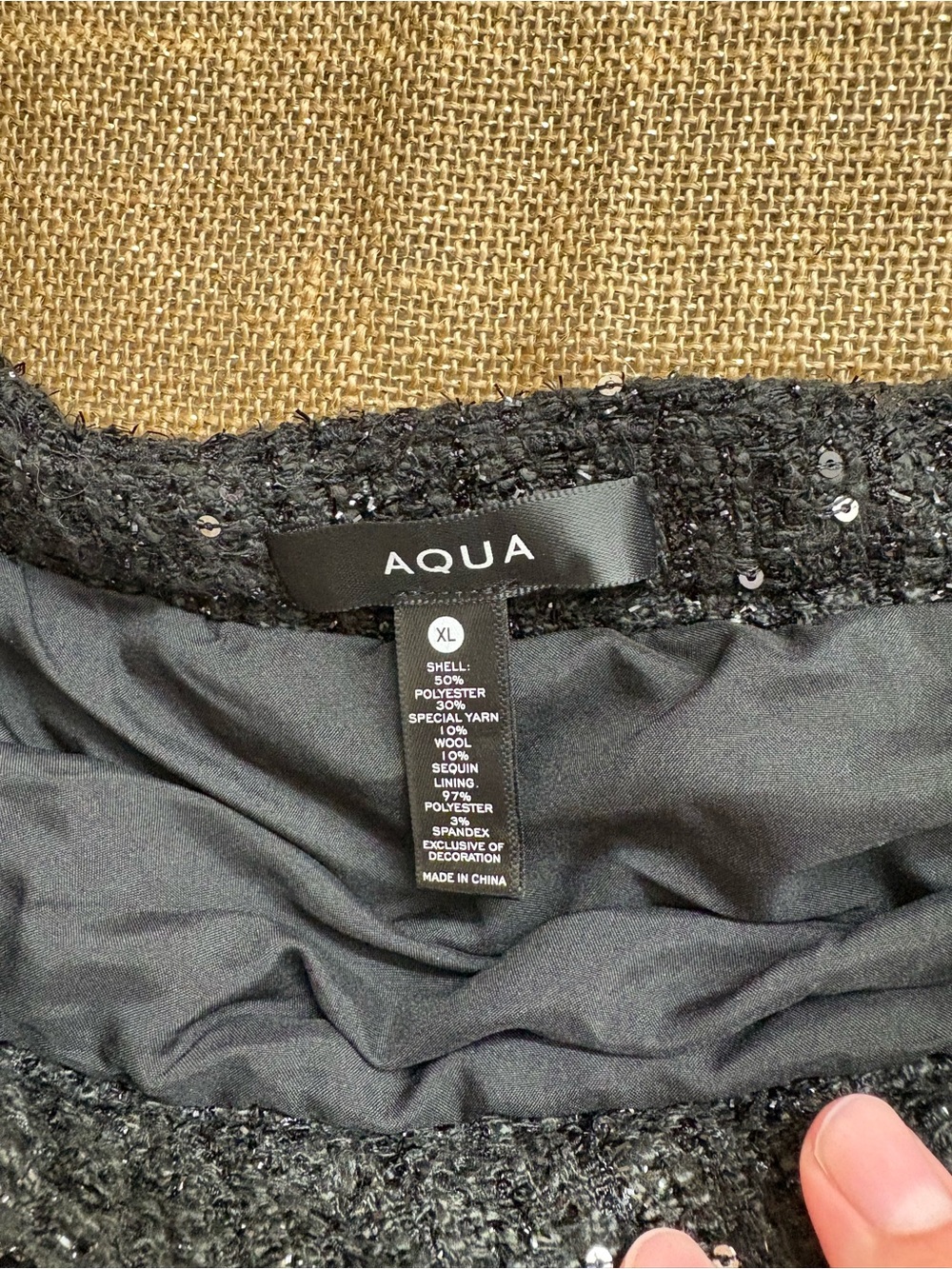 AQUA Black Rhinestone Tweed Flared Mini Skirt - Picture 5 of 7